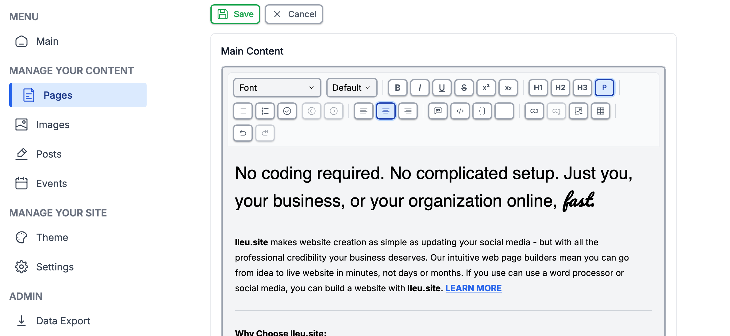 Clean, intuitive editing interface
